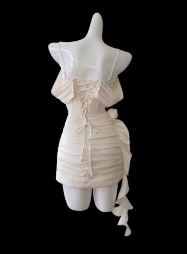 Superbe Robe Courte de Soirée Fourreau Satinée à Fines Bretelles pour Bal de Promo Lycéen N4658