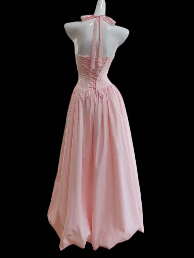 Sexy Robes de bal de promo Robe de soirée dos nu rose avec volants Robe longue de soirée formelle N4666