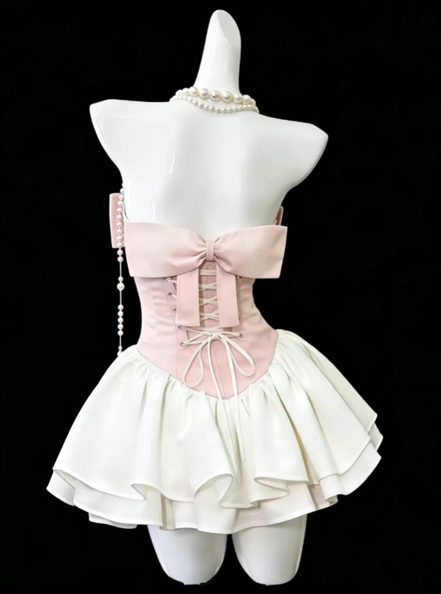 Pretty Ball Gown Sweetheart Pink White Satin Mini Senior Inspo Graduat – RubyFashionDress Pretty Ball Gown Sweetheart Pink White Satin Mini Senior Inspo Graduat – RubyFashionDress