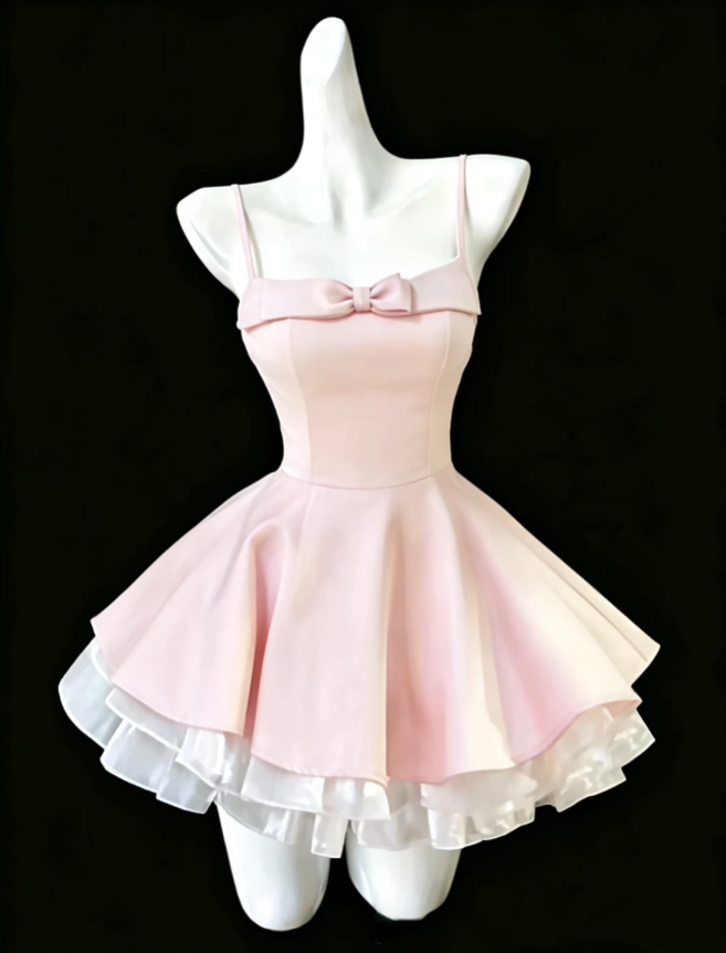 Pretty Ball Gown Spaghetti Strap White Pink Mini Senior Inspo Graduation Short Homecoming Dresses N4700