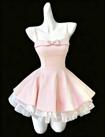 Pretty Ball Gown Spaghetti Strap White Pink Mini Senior Inspo Graduation Short Homecoming Dresses N4700