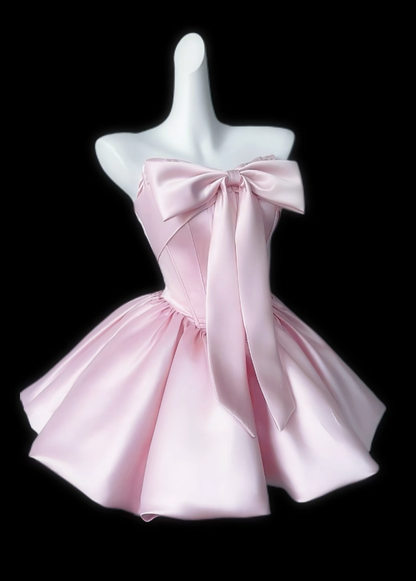 Élégante Robe de Bal bustier sans manches Rose Mini Tenue d'inspiration Senior Robes Courtes de Remise de Diplôme et de Retour au Bal N4703