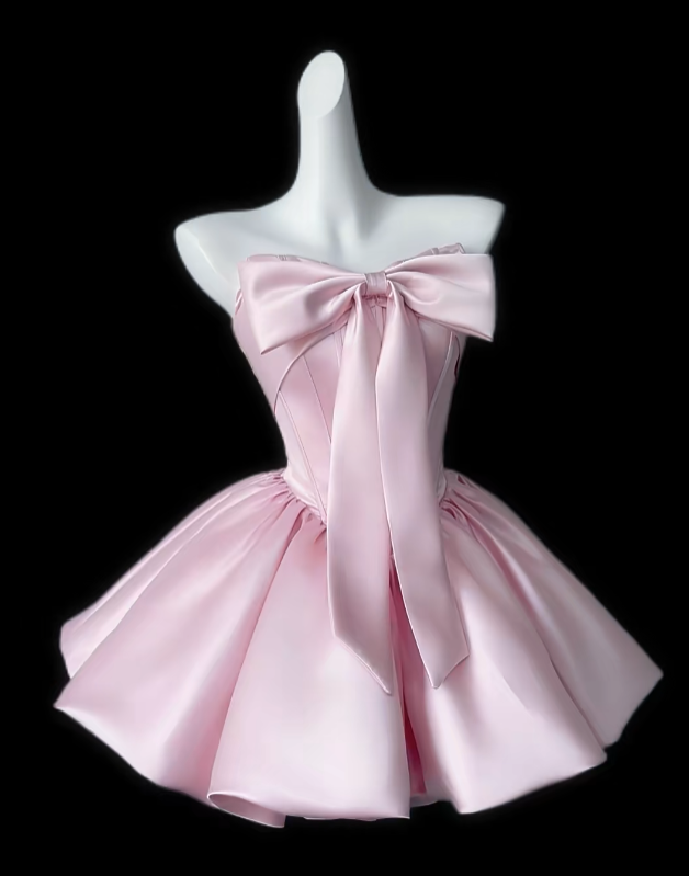 Élégante Robe de Bal bustier sans manches Rose Mini Tenue d'inspiration Senior Robes Courtes de Remise de Diplôme et de Retour au Bal N4703