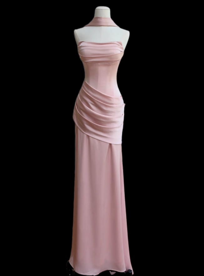 Classy Mermaid Strapless Pink With Scarf Ideas For Women 18th Birthday Dresses Holiday Summer Outfits N4714