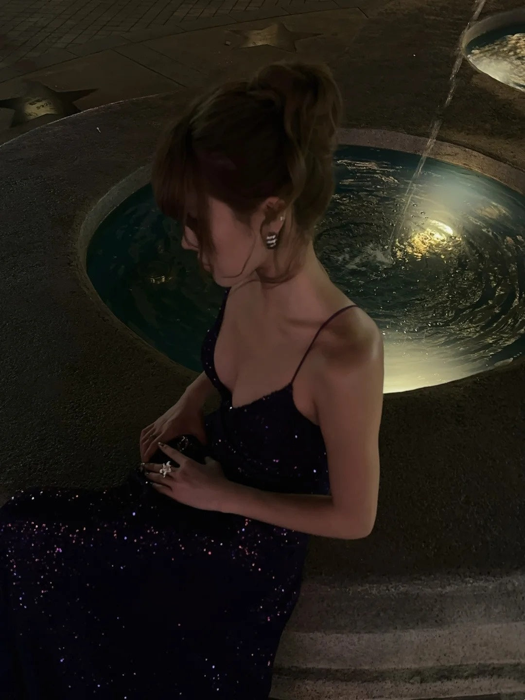 Robe de bal sirène à fines bretelles et sequins violets, longue, idéale pour un 18e anniversaire ou une soirée formelle (N477)