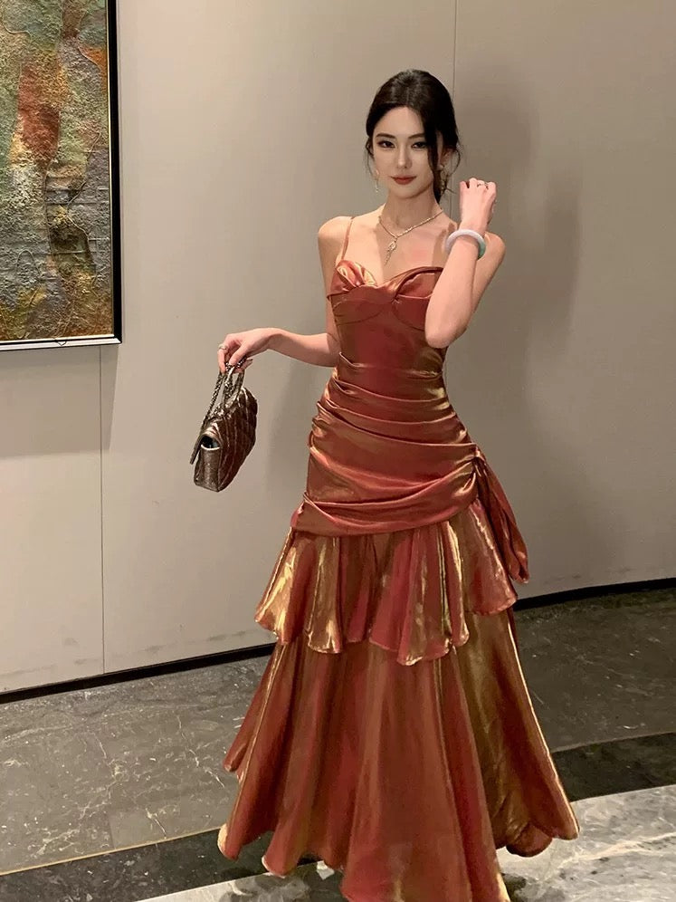 Robe de bal de fin d'année pour fille, style sirène, bleu ciel clair, bretelles spaghetti, NN829