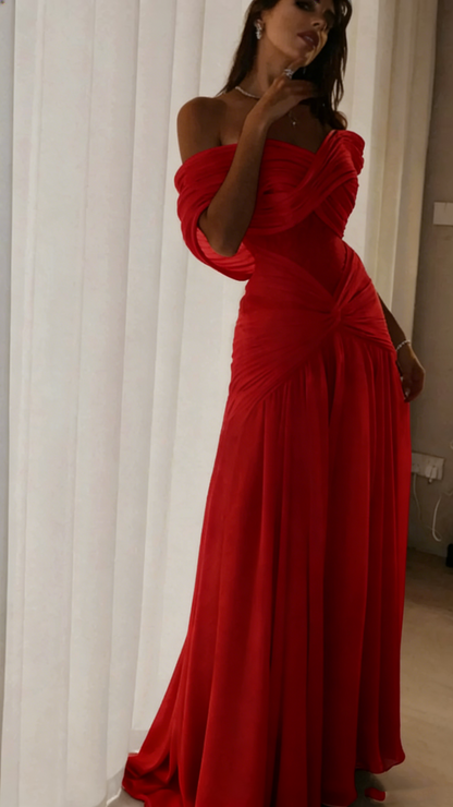 Robe de soirée personnalisée en mousseline bleu clair, coupe sirène sexy, décolleté cœur, épaules dénudées, style célébrité, robe d'invitée de mariage N897