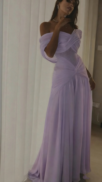 Robe de soirée personnalisée en mousseline bleu clair, coupe sirène sexy, décolleté cœur, épaules dénudées, style célébrité, robe d'invitée de mariage N897