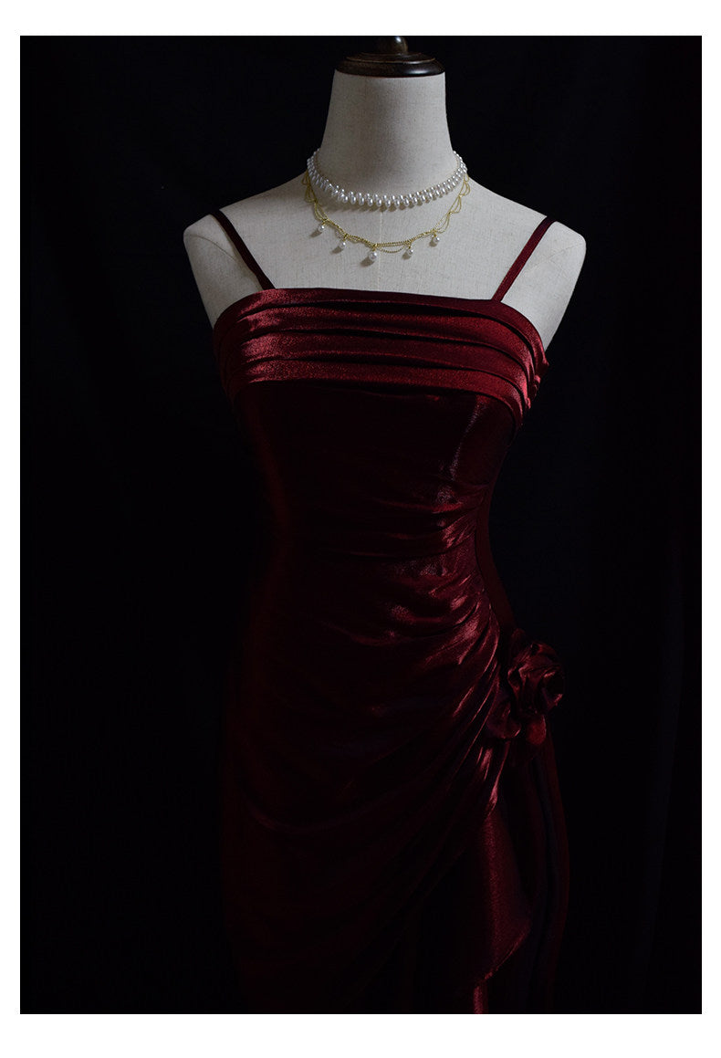 Robe de bal vintage années 50, bretelles spaghetti asymétriques, inspiration robe de soirée longue rétro tenue d'anniversaire 20 ans AB2341