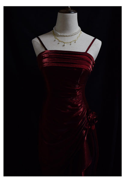 Robe de bal vintage années 50, bretelles spaghetti asymétriques, inspiration robe de soirée longue rétro tenue d'anniversaire 20 ans AB2341