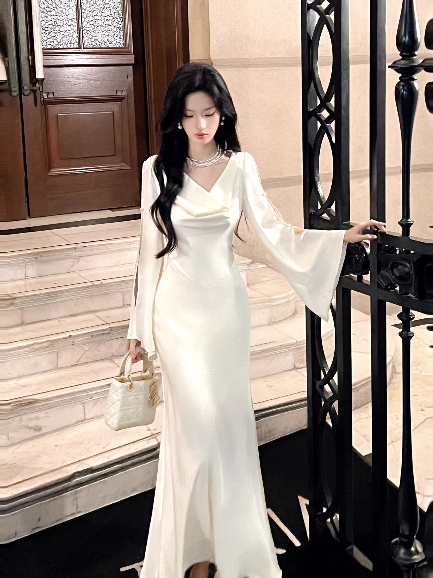 Robe de bal sirène sexy en satin blanc, col bénitier, longueur cheville, robe d'invitée de mariage, tenue pour un 20e anniversaire AB2483
