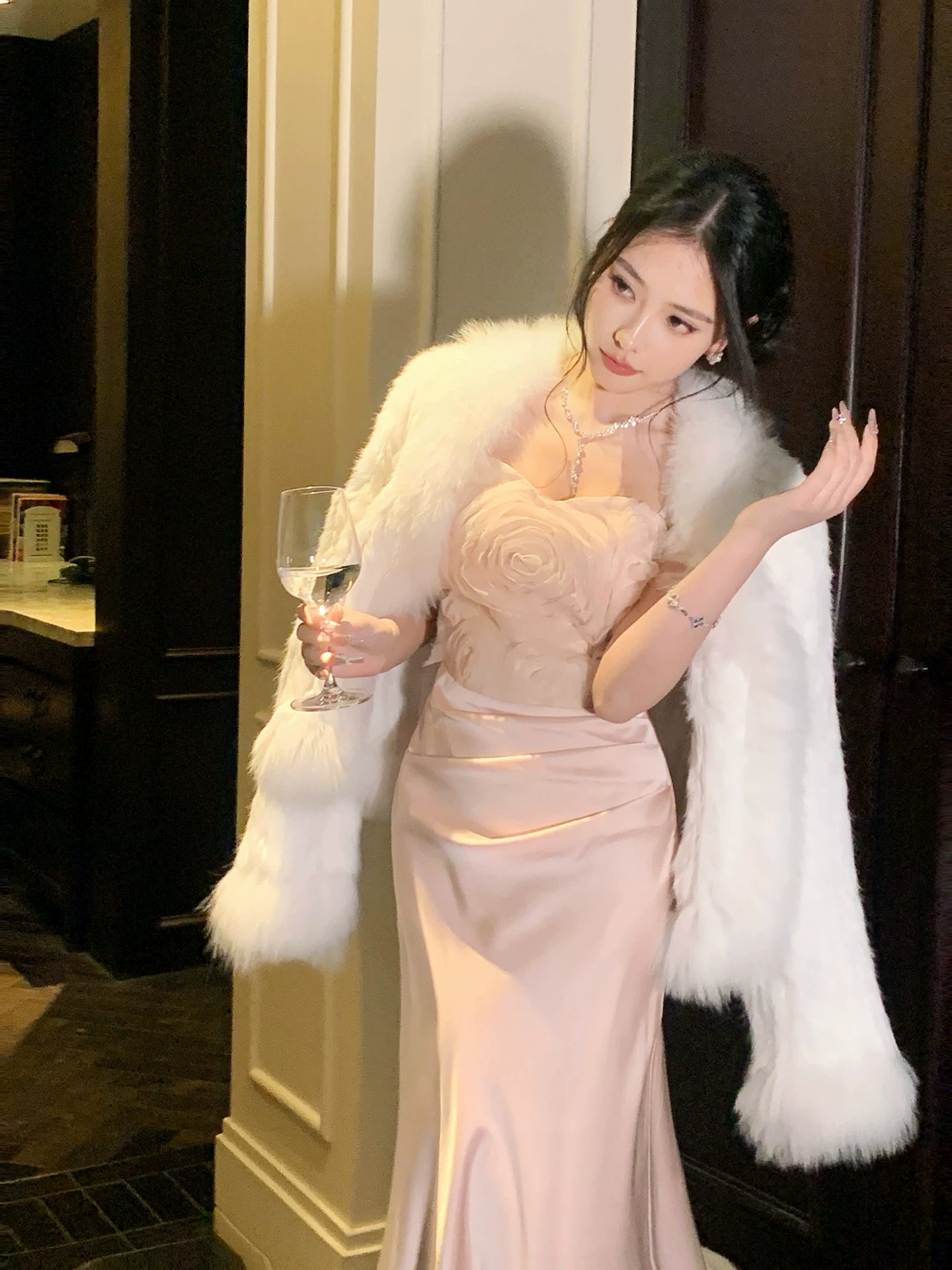 Robe de bal sirène sexy à fines bretelles en satin rose, robe d'invitée de mariage, tenue pour un 20e anniversaire AB2464
