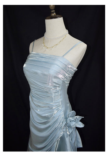 Robe de bal vintage asymétrique à fines bretelles, inspiration robe de soirée longue rétro pour un 20e anniversaire AB2340