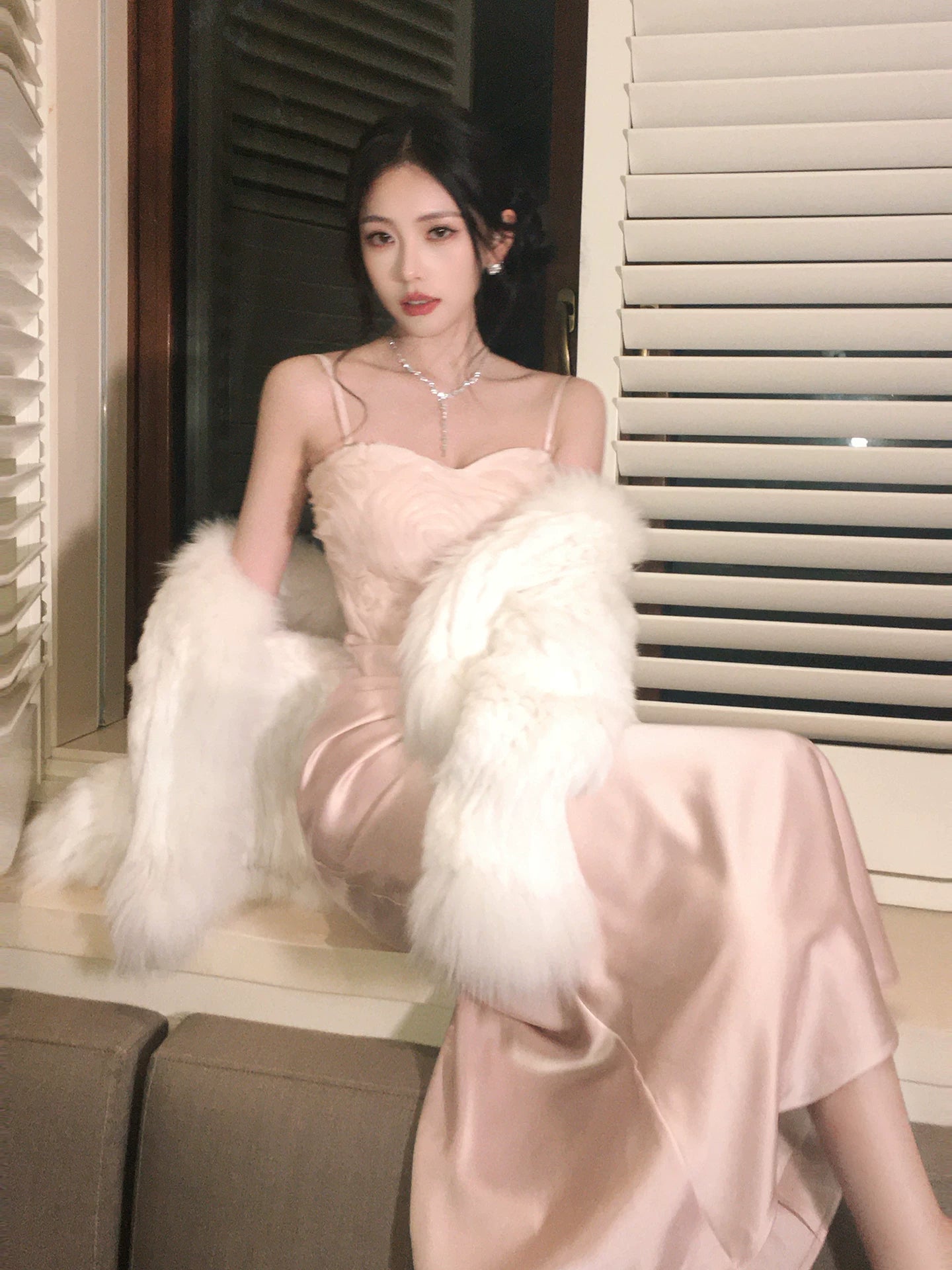 Robe de bal sirène sexy à fines bretelles en satin rose, robe d'invitée de mariage, tenue pour un 20e anniversaire AB2464
