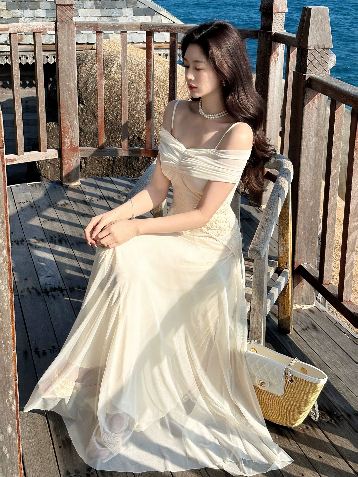 Elegantes, ärmelloses, langes A-Linien-Abendkleid aus champagnerfarbenem Chiffon mit Spaghettiträgern – Outfit für den 18. Geburtstag AB2409