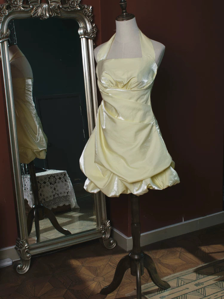 Robe de bal vintage rose dos nu courte, robe cocktail, tenue d'anniversaire 16 ans, robe de soirée, robe de bal de fin d'année AB2371