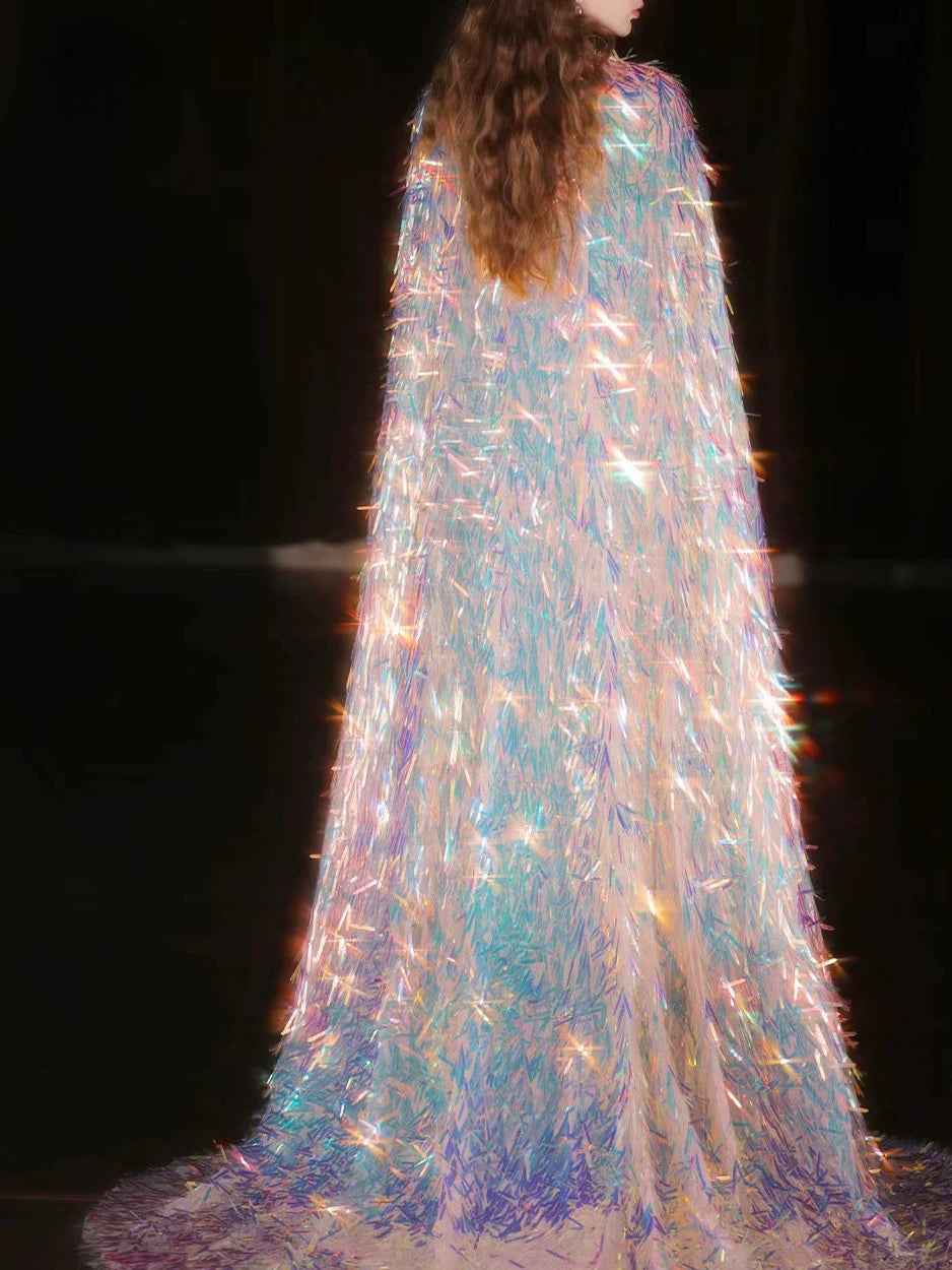 Sparkly Mermaid Sweetheart Sequins With Cape Prom Dresses Inspiration Long Party Night Gowns 20th Birthday Outfits AB2297
