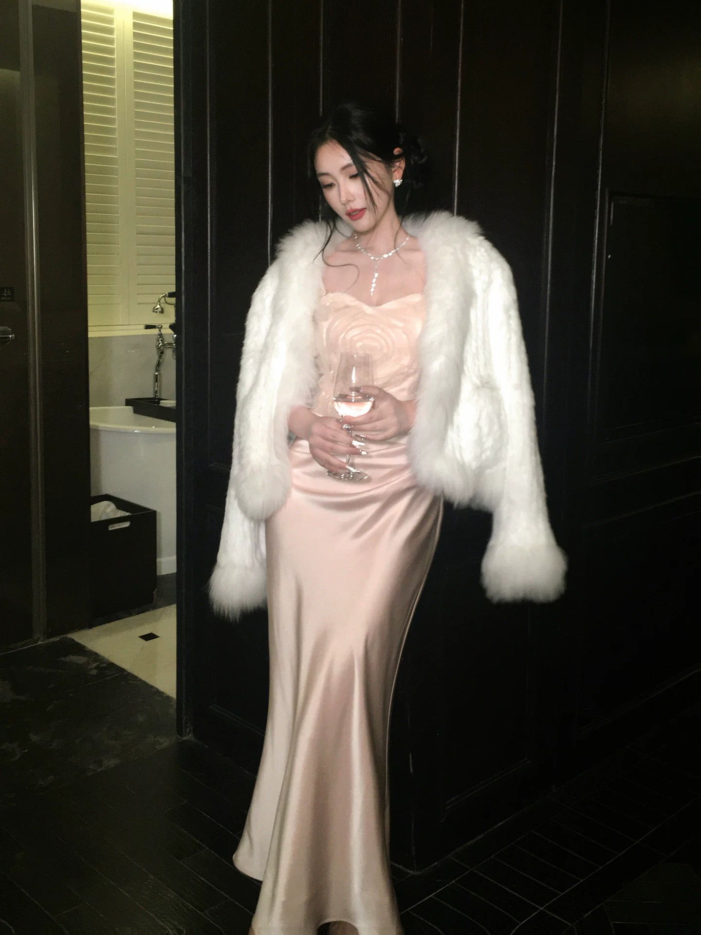 Robe de bal sirène sexy à fines bretelles en satin rose, robe d'invitée de mariage, tenue pour un 20e anniversaire AB2464