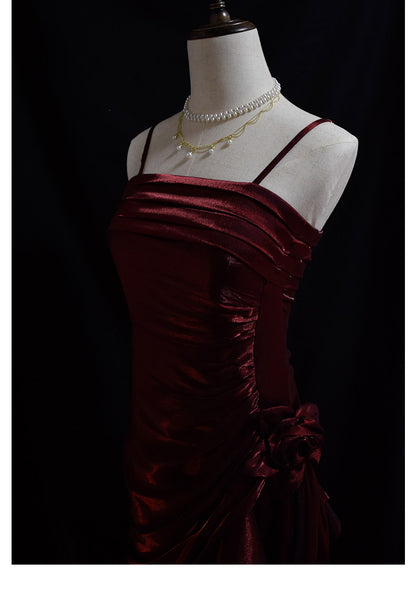 Robe de bal vintage années 50, bretelles spaghetti asymétriques, inspiration robe de soirée longue rétro tenue d'anniversaire 20 ans AB2341