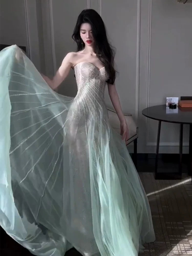 Sparkly A line Sweetheart Mint Green Sequins Long Prom Dress Fashion Aesthetic High School Formal Dresses Party Outfits Prom Gown AB2230
