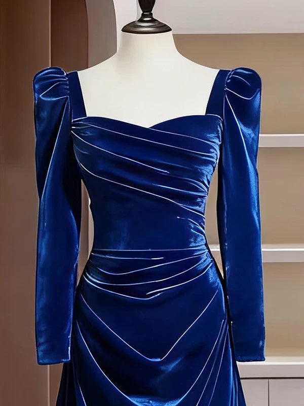 Robe de bal fourreau bleu royal à manches longues, inspiration robe de soirée, tenue pour un 20e anniversaire AB2249