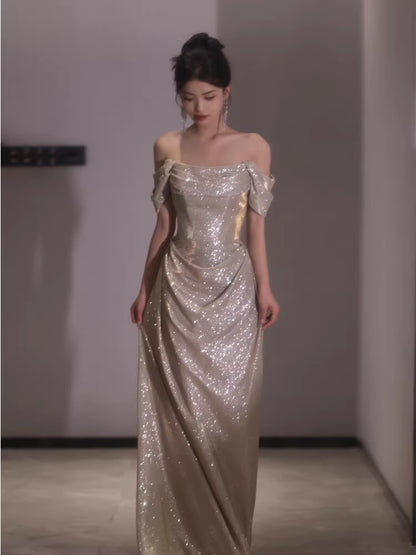 Robe de bal sirène princesse à épaules dénudées et sequins - Inspiration robes de soirée longues - Tenues pour un 20e anniversaire AB2250