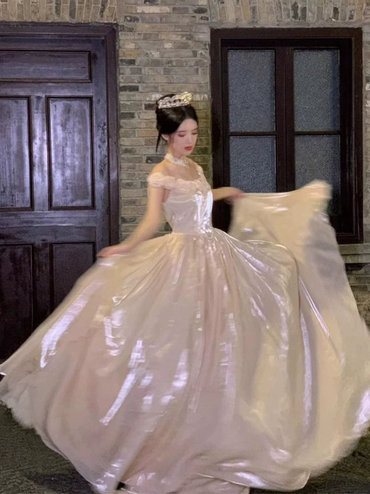 Robe de bal princesse épaules dénudées couleur champagne - Inspiration robes de soirée longues - Tenues pour un 18e anniversaire AB2231