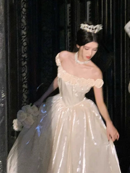 Robe de bal princesse épaules dénudées couleur champagne - Inspiration robes de soirée longues - Tenues pour un 18e anniversaire AB2231