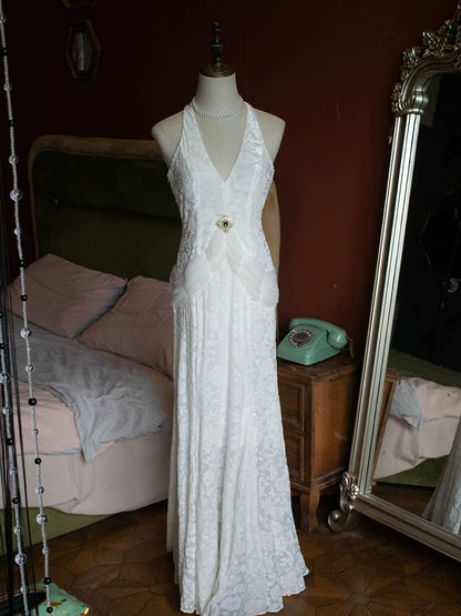 Robe de bal sirène vintage années 50, col en V, velours blanc et dentelle, inspiration robe de soirée longue rétro, tenue pour un 20e anniversaire AB2343