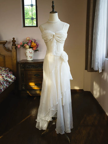 Robe de bal sirène vintage années 1950, bretelles spaghetti, couleur ivoire, inspiration robe de soirée longue, tenue pour un 18e anniversaire AB2379