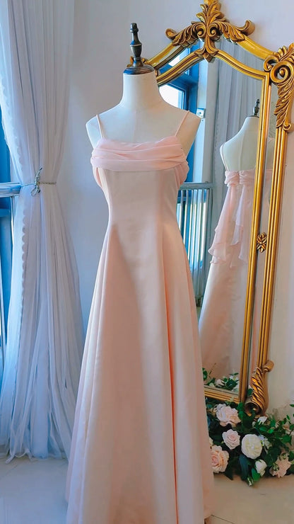Robe de bal rose vintage années 1950, coupe trapèze, bretelles spaghetti, inspiration robe de soirée longue rétro tenue pour un 20e anniversaire AB2354