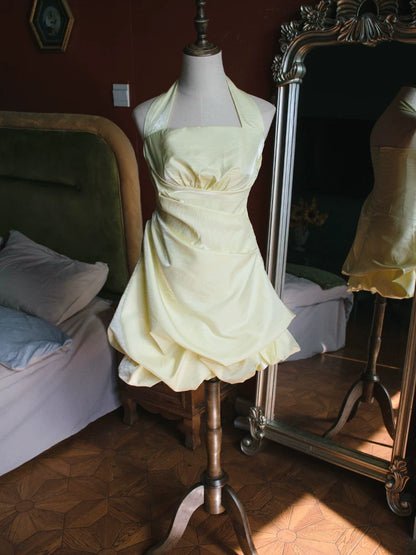 Robe de bal vintage rose dos nu courte, robe cocktail, tenue d'anniversaire 16 ans, robe de soirée, robe de bal de fin d'année AB2371