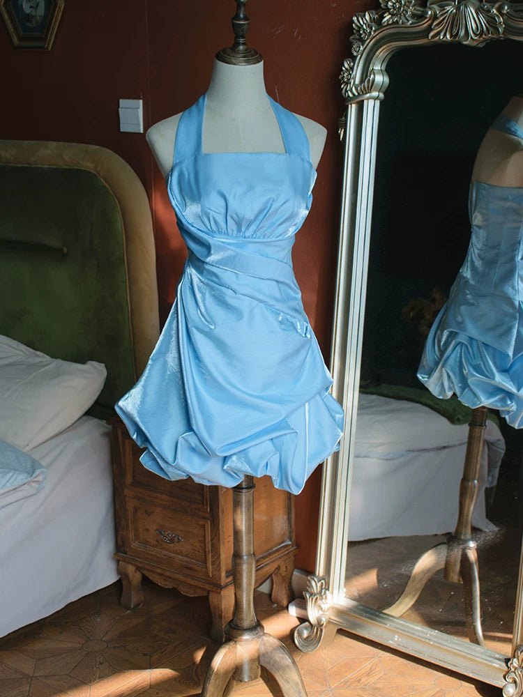 Robe de bal vintage rose dos nu courte, robe cocktail, tenue d'anniversaire 16 ans, robe de soirée, robe de bal de fin d'année AB2371