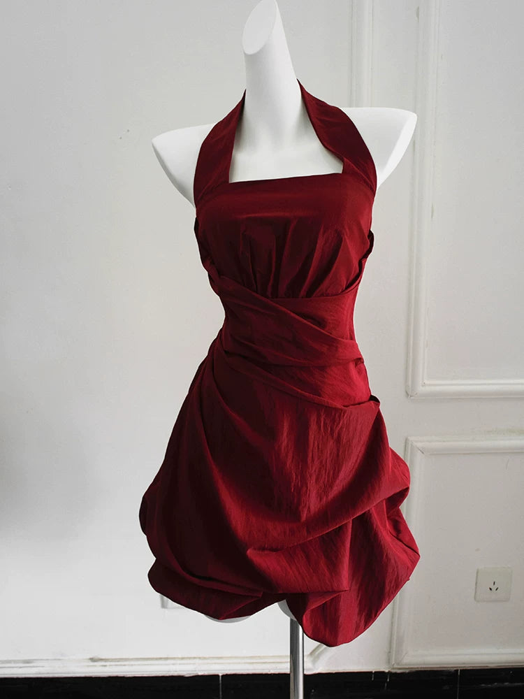 Robe de bal vintage rose dos nu courte, robe cocktail, tenue d'anniversaire 16 ans, robe de soirée, robe de bal de fin d'année AB2371