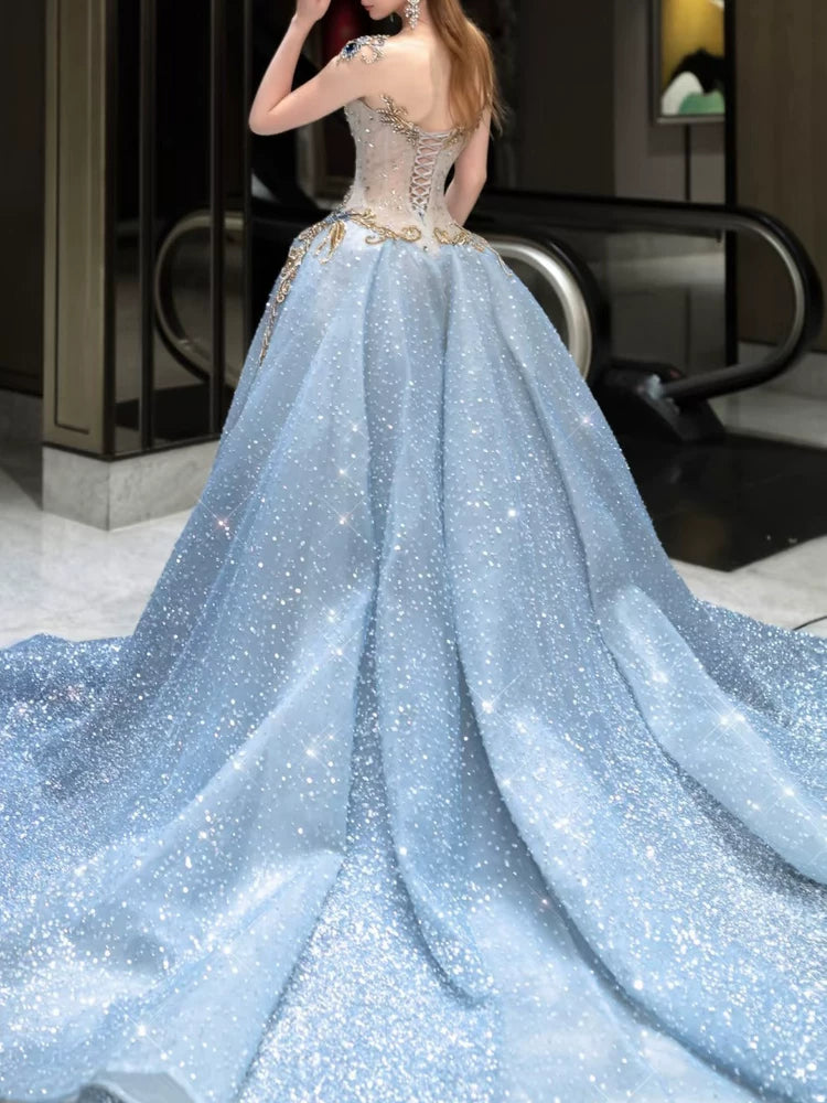 Robe de soirée sirène modeste à col rond et sequins ornés de perles, inspiration robe de bal longue pour une fête ou un anniversaire de 19 ans AB2272