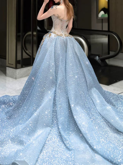 Robe de soirée sirène modeste à col rond et sequins ornés de perles, inspiration robe de bal longue pour une fête ou un anniversaire de 19 ans AB2272
