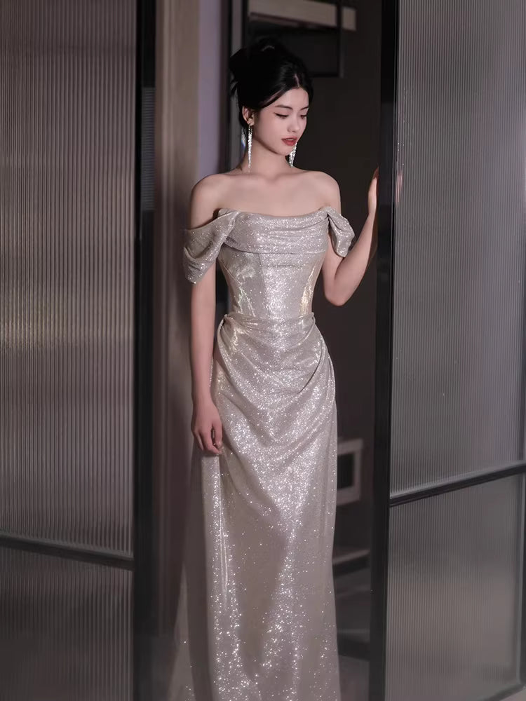 Robe de bal sirène princesse à épaules dénudées et sequins - Inspiration robes de soirée longues - Tenues pour un 20e anniversaire AB2250
