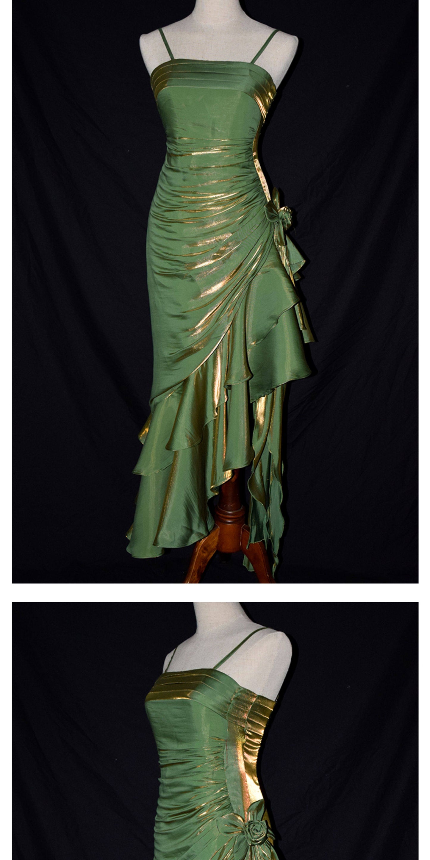 Robe de bal vintage années 1950, bretelles spaghetti asymétriques, inspiration robe de soirée longue rétro, tenue pour un 18e anniversaire AB2342