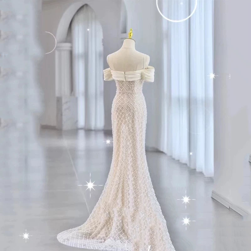 Robe de bal sirène à fines bretelles et sequins blancs, inspiration robe de soirée longue pour un 20e anniversaire AB2336