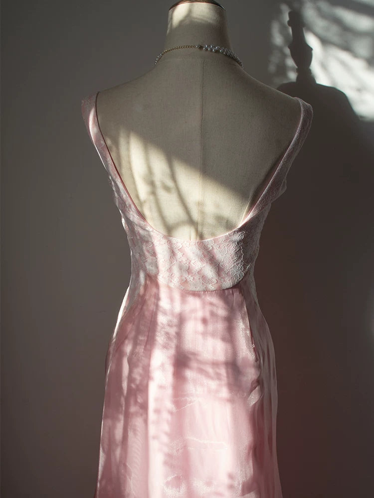 Robe de bal vintage années 1960, rose, col en V, volants et dentelle, inspiration robe de soirée longue, tenue pour un 18e anniversaire AB2379