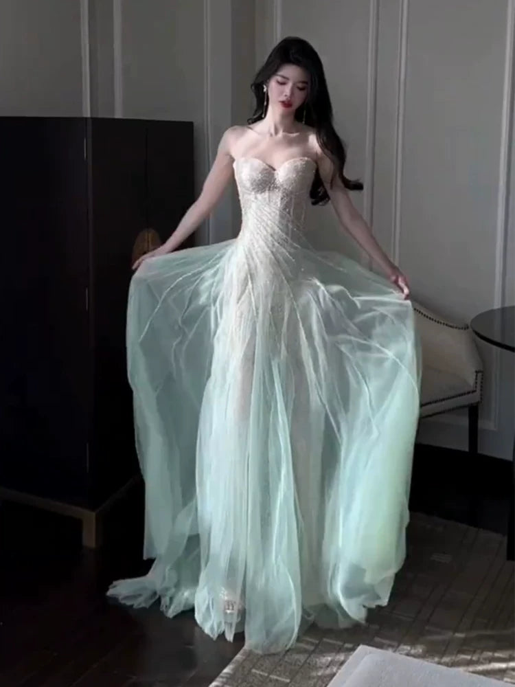 Sparkly A line Sweetheart Mint Green Sequins Long Prom Dress Fashion Aesthetic High School Formal Dresses Party Outfits Prom Gown AB2230