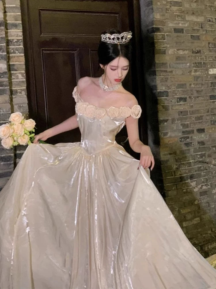 Robe de bal princesse épaules dénudées couleur champagne - Inspiration robes de soirée longues - Tenues pour un 18e anniversaire AB2231