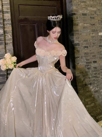 Robe de bal princesse épaules dénudées couleur champagne - Inspiration robes de soirée longues - Tenues pour un 18e anniversaire AB2231