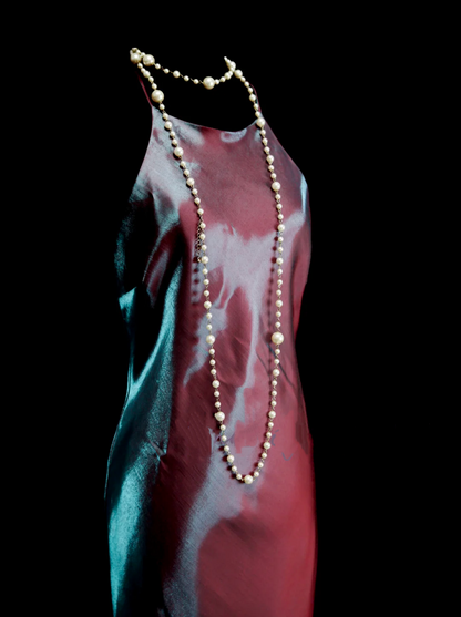 Robe de bal longue fourreau simple, dos nu et col rond pour femme OB001