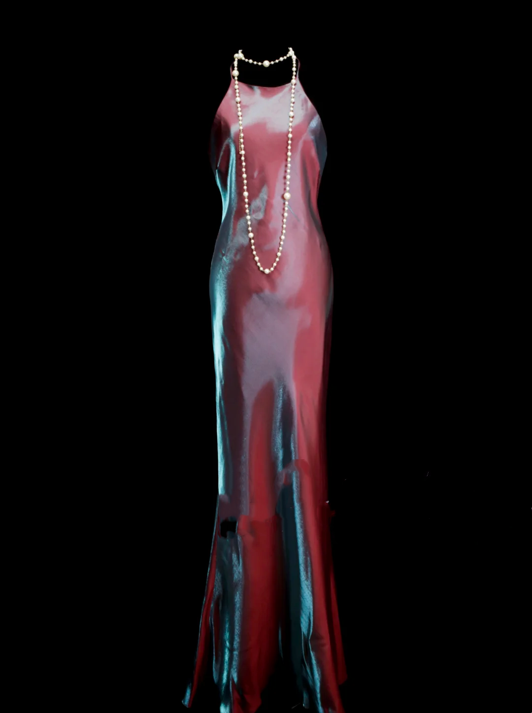 Robe de bal longue fourreau simple, dos nu et col rond pour femme OB001