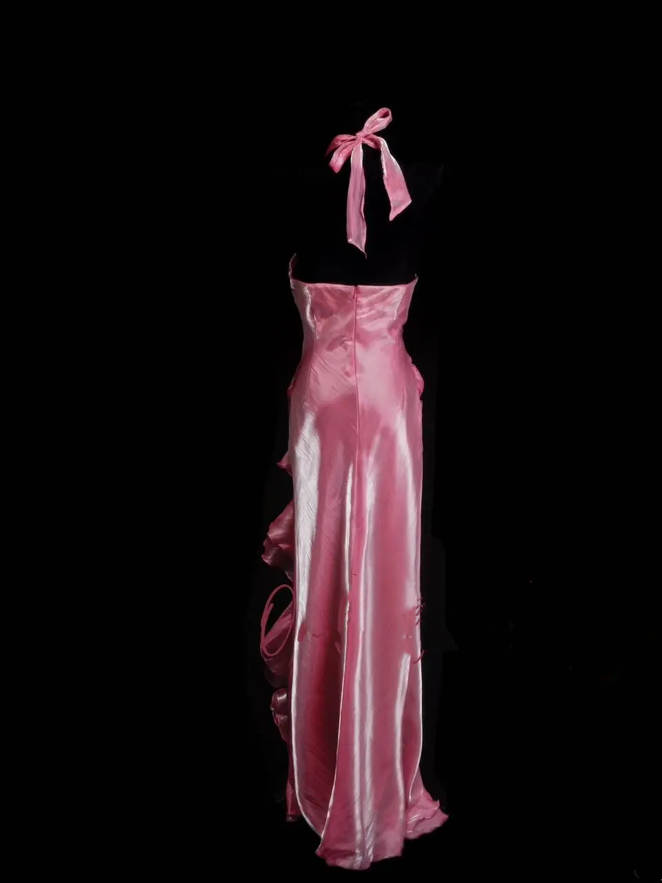 Modest Mermaid Halter Pink Ruched Long Prom Dress Ideas With Pleated Formal Party Dress Inspo For Women OB025