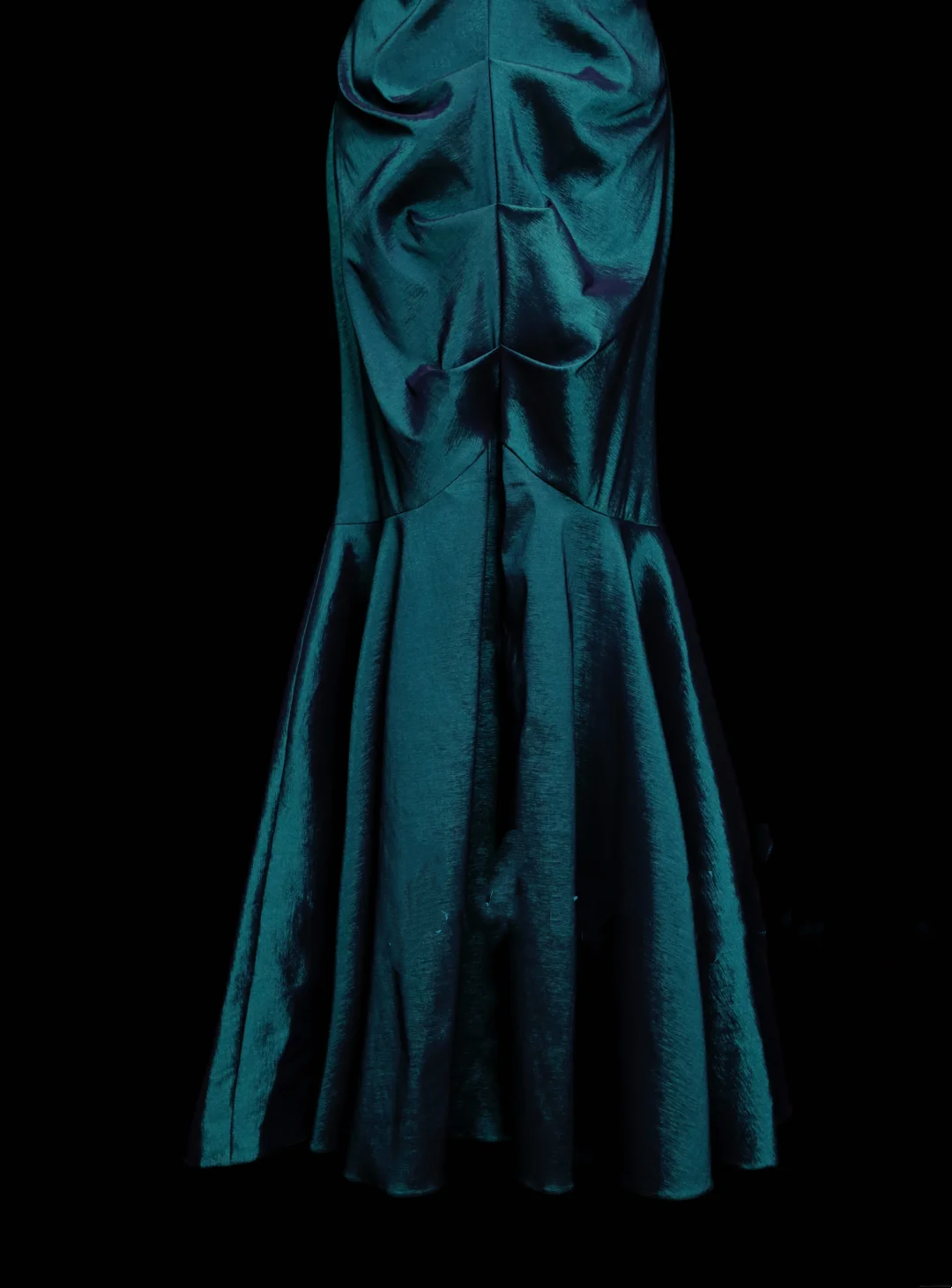 Robe de bal longue plissée en satin bleu sirène à col en V, tenue de soirée, robe de cérémonie OB050
