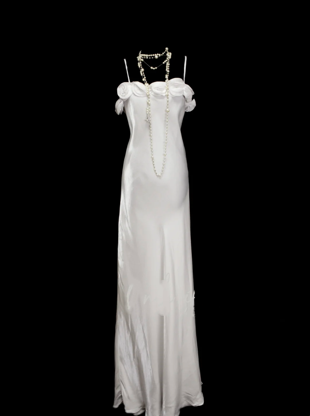 Vintage Fashion Night Aesthetic Mermaid Spaghetti Straps 80s 70s 90s White College Formal Outfit Long Prom Graduation Dresses N1148