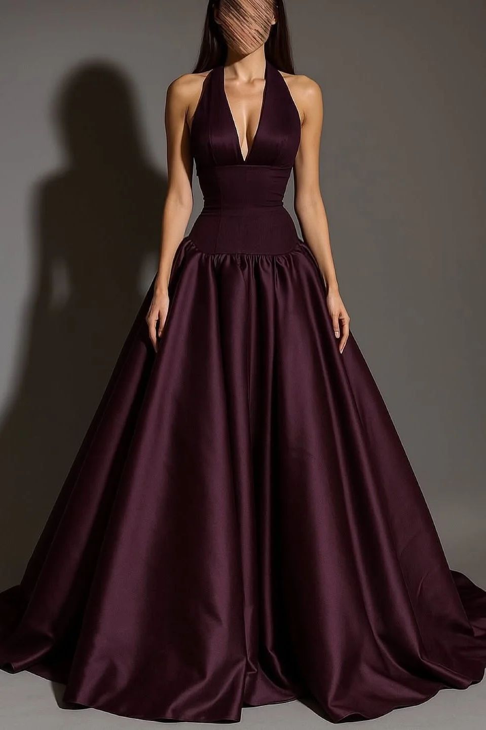 Robe de soirée longue trapèze sexy sans manches à bretelles dos nu et col en V profond pour femmes, jeunes filles et adolescentes N2340