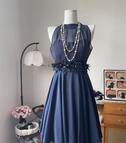 Elegant A line High Neck Navy Blue University Ideas Homecoming Dress Inspo Short High School Senior Graduation Outfits RB6958